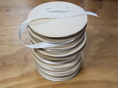 Lot of 800+ YDS Cream Satin Polyester Ribbon Trim Bulk Spools & Remnants 5/8" #3 - Image 1 of 3