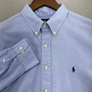 Y2K Ralph Lauren Oxford Button Down Langarm Hemd Blau M 17 XL 34/35 Klassiker - Bild 1 von 8