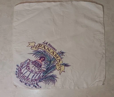 Pañuelo de recuerdo de colección años 40 vestido tradicional de Panamá púrpura y azul Foto 1 de 4