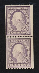 SCOTT 489 1917 3 CENT WASHINGTON REGULAR ISSUE COIL LINE PAIR MNH OG VF CAT $45! - Picture 1 of 2