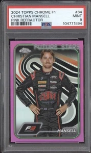 Christian Mansell 2024 Topps Chrome F1 64 Pink Refractor 63/75 PSA 9 - Picture 1 of 2