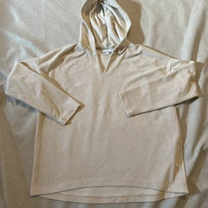 J. Jill Ribbed Corduroy Soft Hoodie Ivory Sz L Loungewear Luxury - Picture 1 of 7