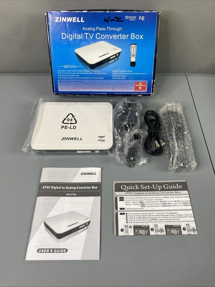 Zinwell Analogue Pass-Thru Digital TV Converter Box ZAT-97A New in Open Package - Image 1 of 4