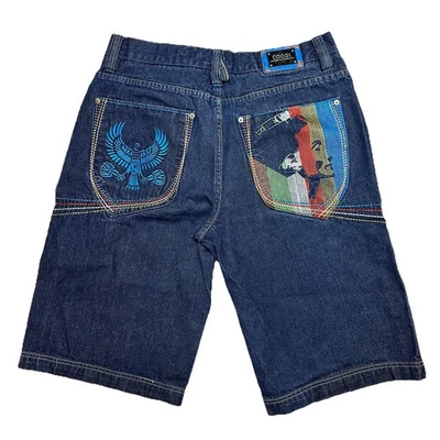 Vintage Y2K Coogi Blue Jean Shorts Sz 36 Denim Embroidered Baggy Hip Hop Jorts - Image 1 of 4