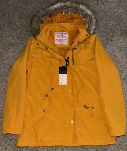 HanTon Fur Trim Hood Full Zip Parka, Women's Size L Yellow/Mustard - Picture 1 of 10