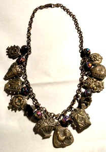 Rare Antique Venetian Fancy Foil Glass Beads Beaded Necklace - Picture 1 of 19