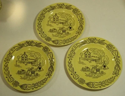Vtg Lot of 3 Royal China "Bucks County" 7 ¼” Salad Plates ~EUC~ Green Backstamp - Image 1 of 3