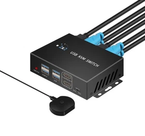 Dual Monitor Kvm Switch 2 Monitors 2 Computers HDMI 4k@60HZ,USB3.0. kvm switc... - Afbeelding 1 van 8