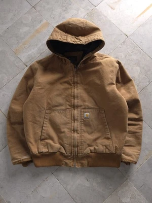 Chaqueta de Lona Carhartt J130-M Beige Bombardero Activo con Capucha Ropa de Trabajo L Foto 1 de 4