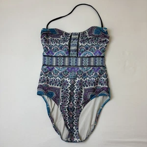 Anthropologie Nanette Lepore Swimsuit Womens Medium Boho Print Strapless Bathing - Picture 1 of 12