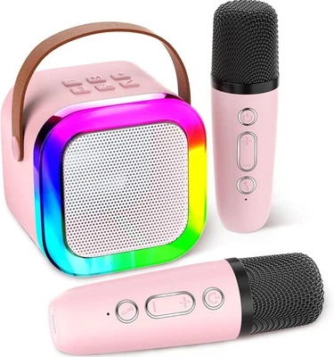 Wireless Mini Karaoke Machine with 2 Microphones Bluetooth Speaker for Kid Adult - Image 1 of 4