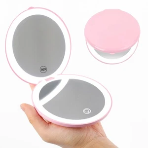 Travel Compact Magnifying Makeup Mirror - 1x/30x Led Lighted Folding Small Mi... - Picture 1 of 8
