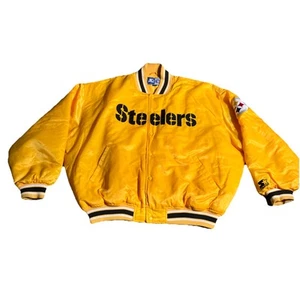Pittsburgh Steelers Yellow Satin Starter Jacket Coat Vintage Nfl 4XL - Picture 1 of 15