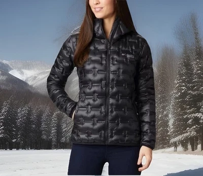 Columbia Mujer Alpine Crux III Empacable 800 Plumón Chaqueta con Capucha Puffer Negro Talla M Foto 1 de 4