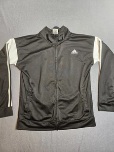 Adidas Sweater Kids Large Black Stripes 1/4 mock neck Full Zip Climate Pullover - Picture 1 of 7