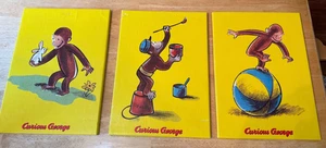 3 Vintage Curious George gelb Leinwand Wandbehang Kunstwerk Größe: 10" x 14" - Bild 1 von 14