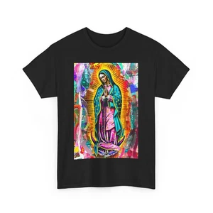 LA VIRGEN DE GUADALUPE MARIA VIRGIN MARY ART MEXICAN TEE TSHIRT MEN WOMEN SHIRT  - Picture 1 of 21