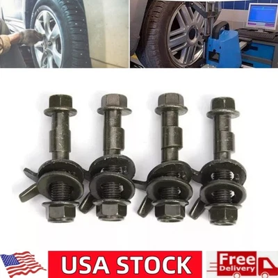 Kit de inclinación ajustable de perno de leva de alineación de rueda delantera y trasera de acero para automóvil de 4 piezas Foto 1 de 4