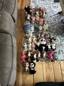 LOT 10 WILD ANIMAL - TY BEANIE BOOS LARGE BIG EYES PLUSH STUFFED ANIMALS - Picture 1 of 12