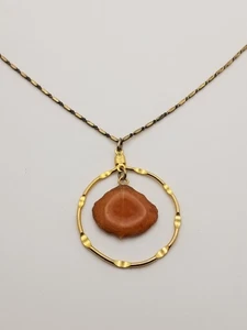 Vintage 1/20 14k Gold Filled Chain Necklace 18" Irregular Pendant Circular Frame - Picture 1 of 12