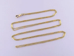 Antike 14K Gold 48,25" lange Stäbe & Kabel Layering Kette mit Hundeclip |17,9g - Bild 1 von 12