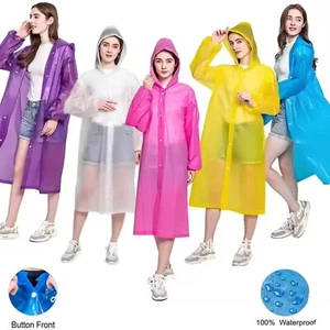 Raincoat Waterproof Poncho Reusable EVA Adult Camping Festival Rain Coat Jackets - Picture 1 of 16