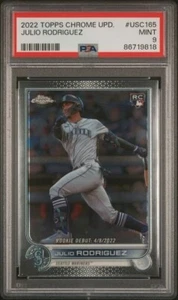 PSA 9 Mint 2022 TOPPS CHROME UPDATE #USC165 JULIO RODRIGUEZ RC Mariners MVP - Picture 1 of 2