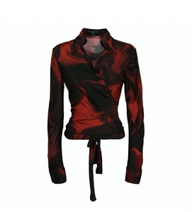 Gucci Bluse neu S schwarz rot Cache coeur Wickelbluse dolce vita - Bild 1 von 3