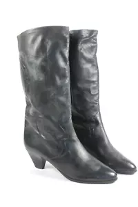Damenstiefel Lederstiefel gefüttert Gr. 6,5 TRUE VINTAGE 90s women's boots black - Bild 1 von 11