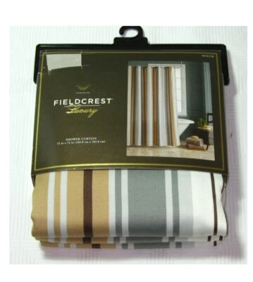 Fieldcrest Luxury Fabric Shower Curtain Stripe Gray Brown 72 in" X72 in" - Image 1 of 2