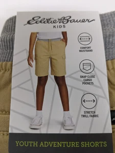 Eddie Bauer Boys Khaki Adventurer Cargo Stretch Twill Comfort Waistband Shorts - Picture 1 of 4