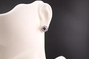 Women's Sterling Silver Mystic Topaz Halo Stud Earrings – Elegant & Dazzling - Picture 1 of 10