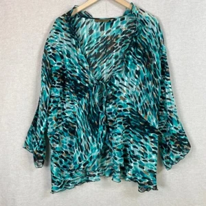 Notations Damen Kimono-Top zum Binden vorne Größe 2X Crinkle künstlerisch leicht gerafft - Bild 1 von 9