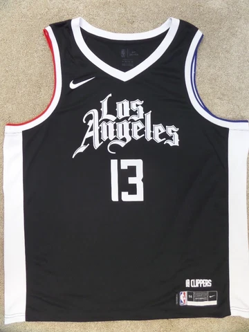 Los Angeles Clippers Jersey, # 13 Paul George, Nike 2XL Black, Rare Cover