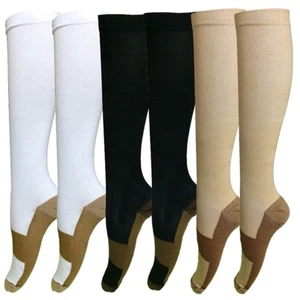 Graduated Compression Socks Foot Support Stockings Over Calf Below Knee High - Picture 1 of 26