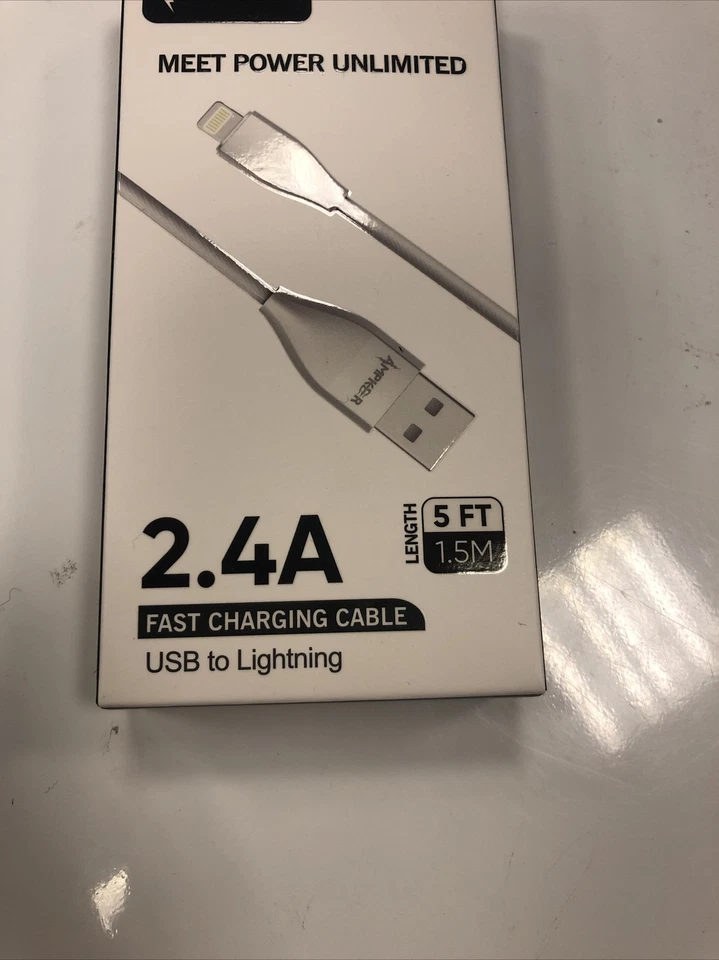 2.4A TPE 1.5M / 5 FT For USB to Lightning White Heavy Duty Cable - Image 1 of 1