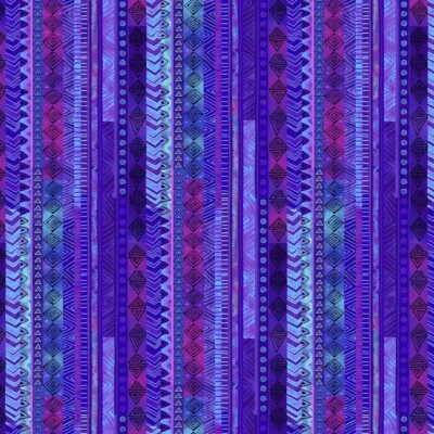 Tela de edredón púrpura a rayas básicas Laurel Burch #3227-27 vendida por 1/2 yarda Foto 1 de 2