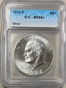 RARE and SCARCE 1972-S SILVER $ IKE ICG MS68+ SCARCE THIS NICE Retail $850.00 - Picture 1 of 8