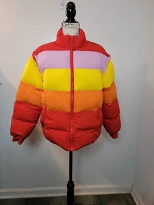 Womens Lego Collection x Target Color Block Puffer Red/Orange/Pink Jacket Vest - Picture 1 of 11