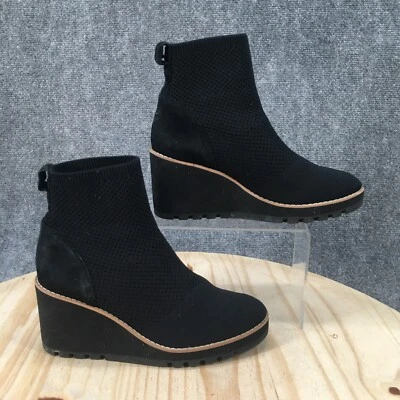 Eileen Fisher Boots Womens 6.5 Quill Stretch Knit Wedge Ankle Boot Black Fabric - Image 1 of 4