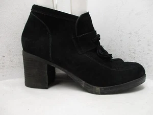 Nine West Ellisond4 Black Suede Side Zip Tasseled Ankle Boots Womens Size 9 M - Picture 1 of 11