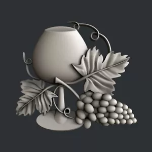 3d STL models for CNC, Artcam, Aspire, relief glass of wine - Picture 1 of 4