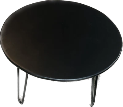 END TABLE  BLACK MINIMALIST MODERN INDOOR/OUTDOOR ROUND WITH HAIRPIN LEGS - Image 1 of 2