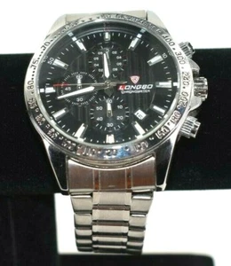 Longbo Stainless Steel Chronograph Watch with New Battery Works - Picture 1 of 11
