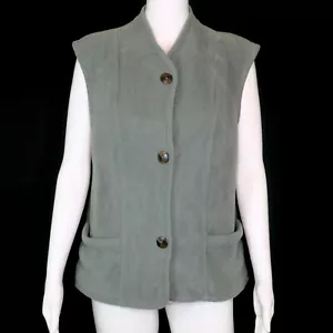 Janska Gray Sleeveless Vest Polartec Fleece Button Front USA | Women's Small - Picture 1 of 4