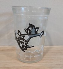 Vintage 1990 Tom & Jerry Welch's Jelly Jar Glass Cup, Jerry On A Surfboard 4" 