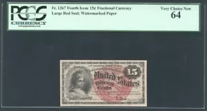 U.S 1869-75 15 CENTS FRACTIONAL CURRENCY FR-1267, CERTIFIED PCGS UNCIRCULATED-64 - Picture 1 of 2