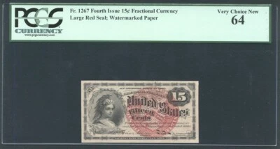 U.S 1869-75 15 CENTS FRACTIONAL CURRENCY FR-1267, CERTIFIED PCGS UNCIRCULATED-64 - Image 1 of 2