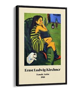 ERNST L. KIRCHNER, FEMALE ARTIST POSTER -FLOAT EFFECT CANVAS WALL ART PIC PRINT