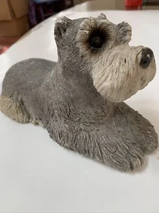 Schnauzer  Dog figurine statue hand painted Grey white Sandra Brue Sculpture - Picture 1 of 6